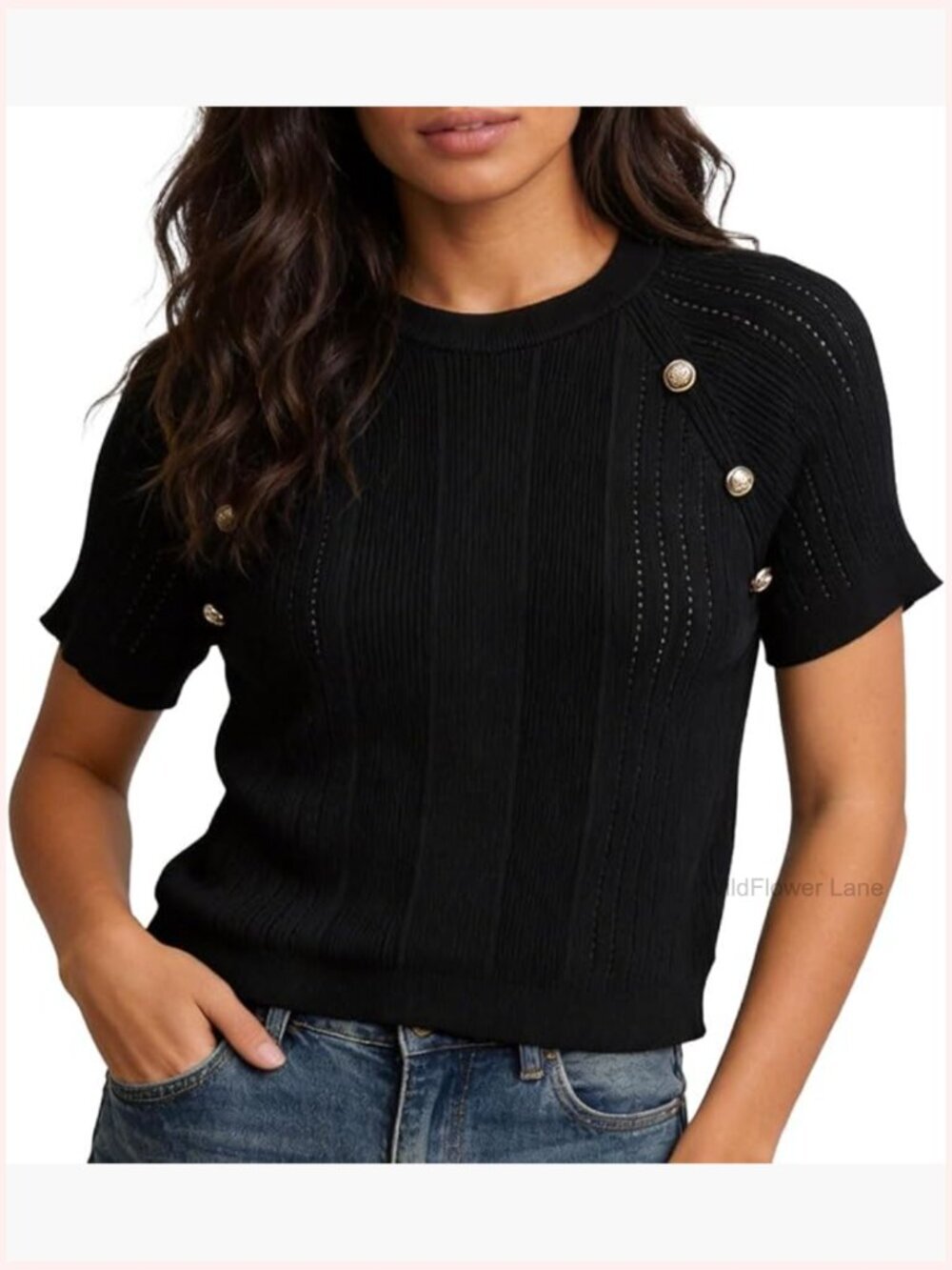Premium Polyester Blend Short Sleeve Sweater Women Pullover Tunic Top